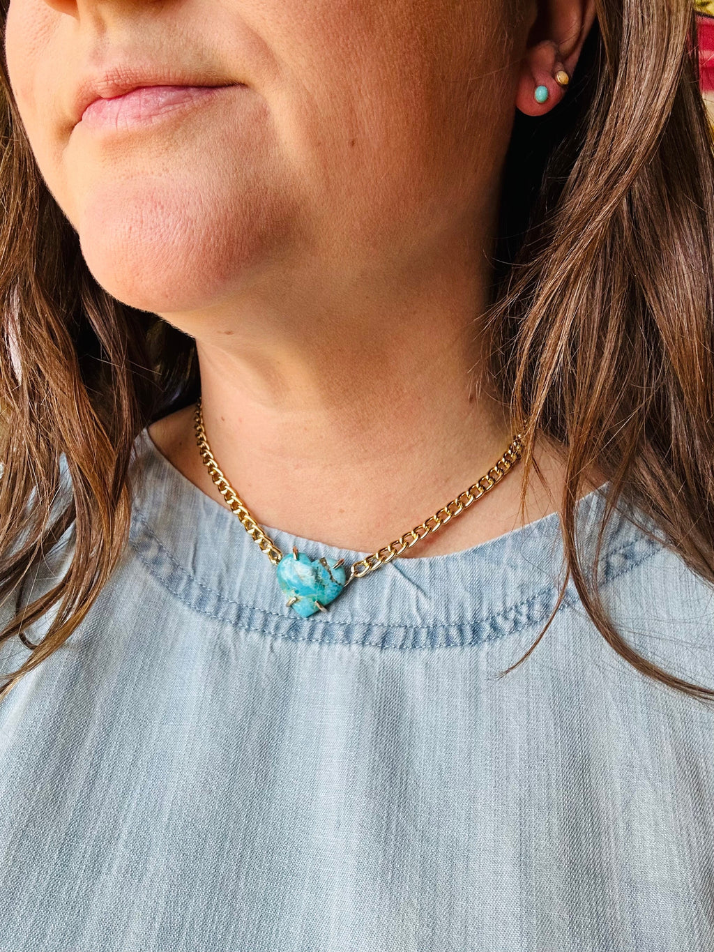 Solstice Necklace – Turquoise Heart Choker-3