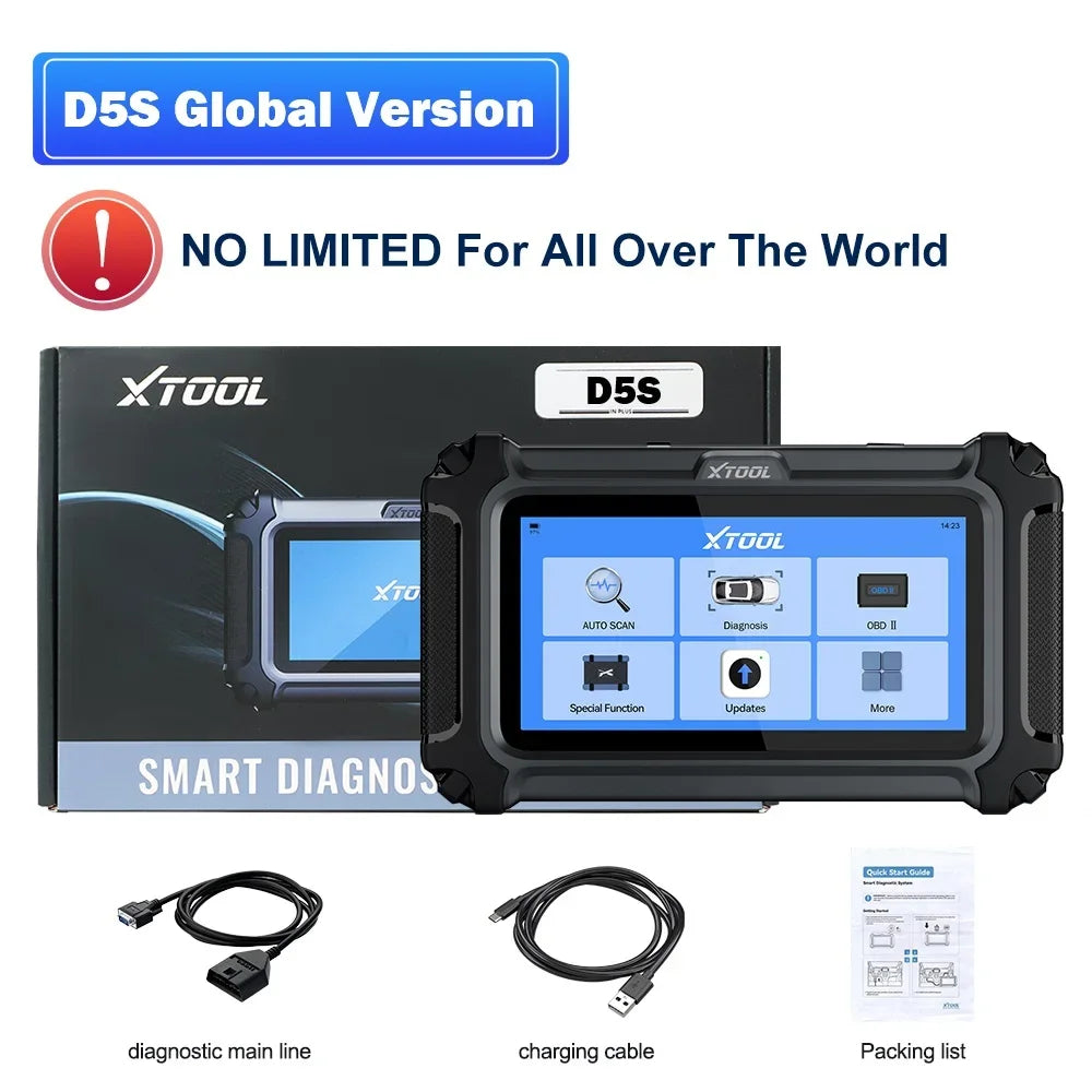XTOOL D5S Car Diagnostic Tool Automatic OBD2 Scanner 16 Reset Functions with CANFD FCA Protocol Lifetime Free Update