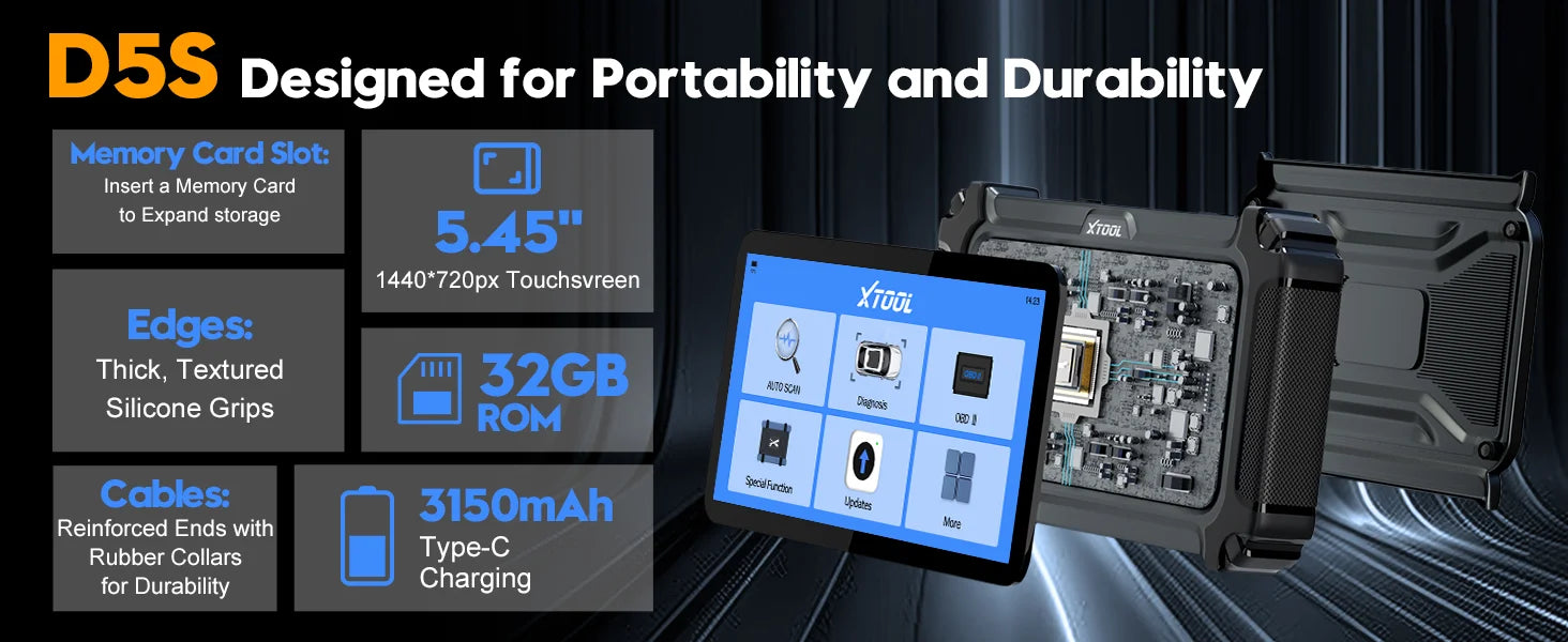 XTOOL D5S Car Diagnostic Tool Automatic OBD2 Scanner 16 Reset Functions with CANFD FCA Protocol Lifetime Free Update