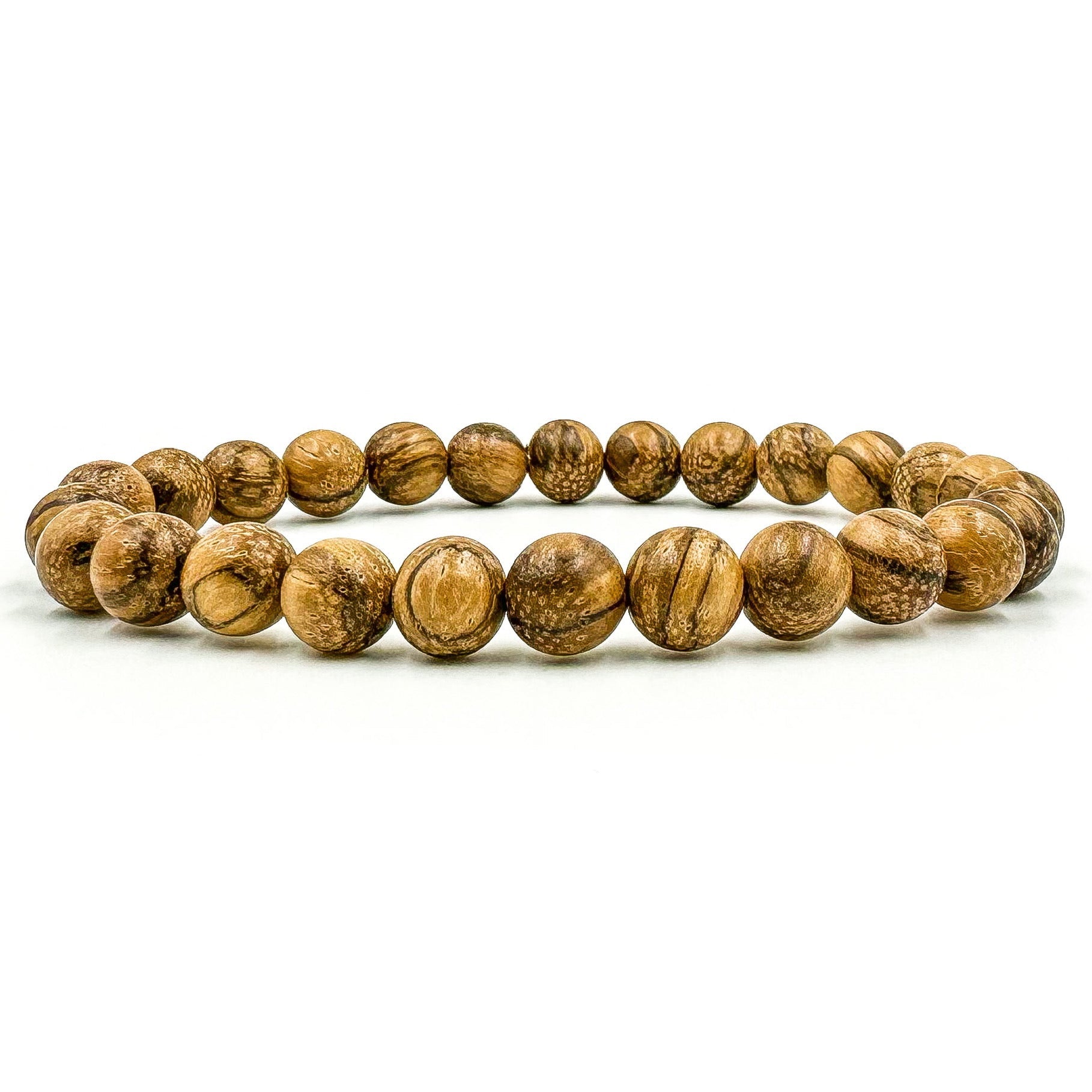 Premium 3 Pack Beaded Bracelet Stack - Sandalwood & Lava Rock-2
