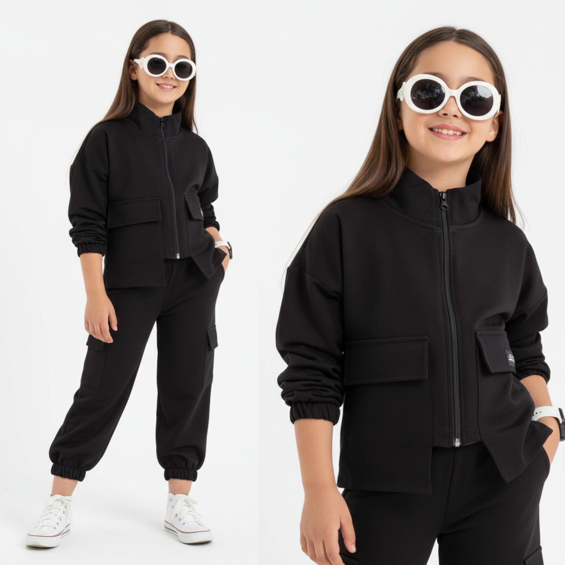 Fancy Pockets Girls Casual Set-3